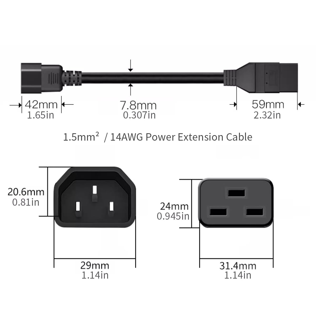 TOWE IEC C14 to C19 Power Exte - Heavy Equipment Center recension och pris