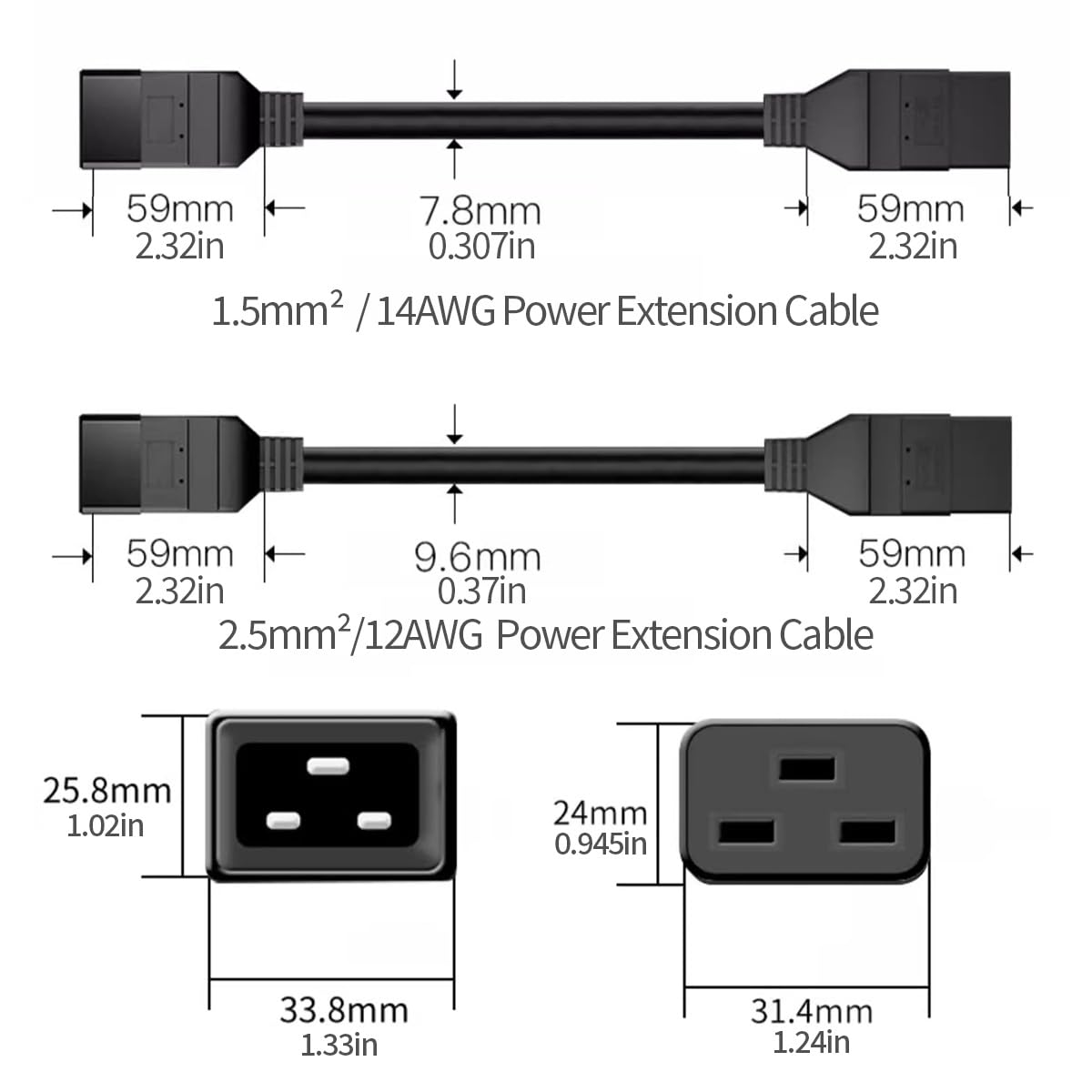 TOWE IEC C20 to C19 Power Exte - Heavy Equipment Center recension och pris